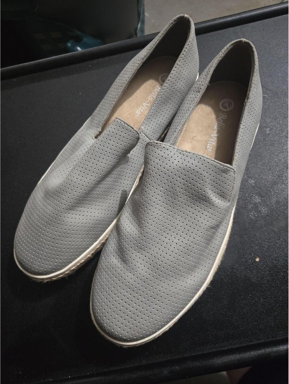 Bella Vita Women's Perforated Gray Slip-on Espadrille Flats - Size 12 WW